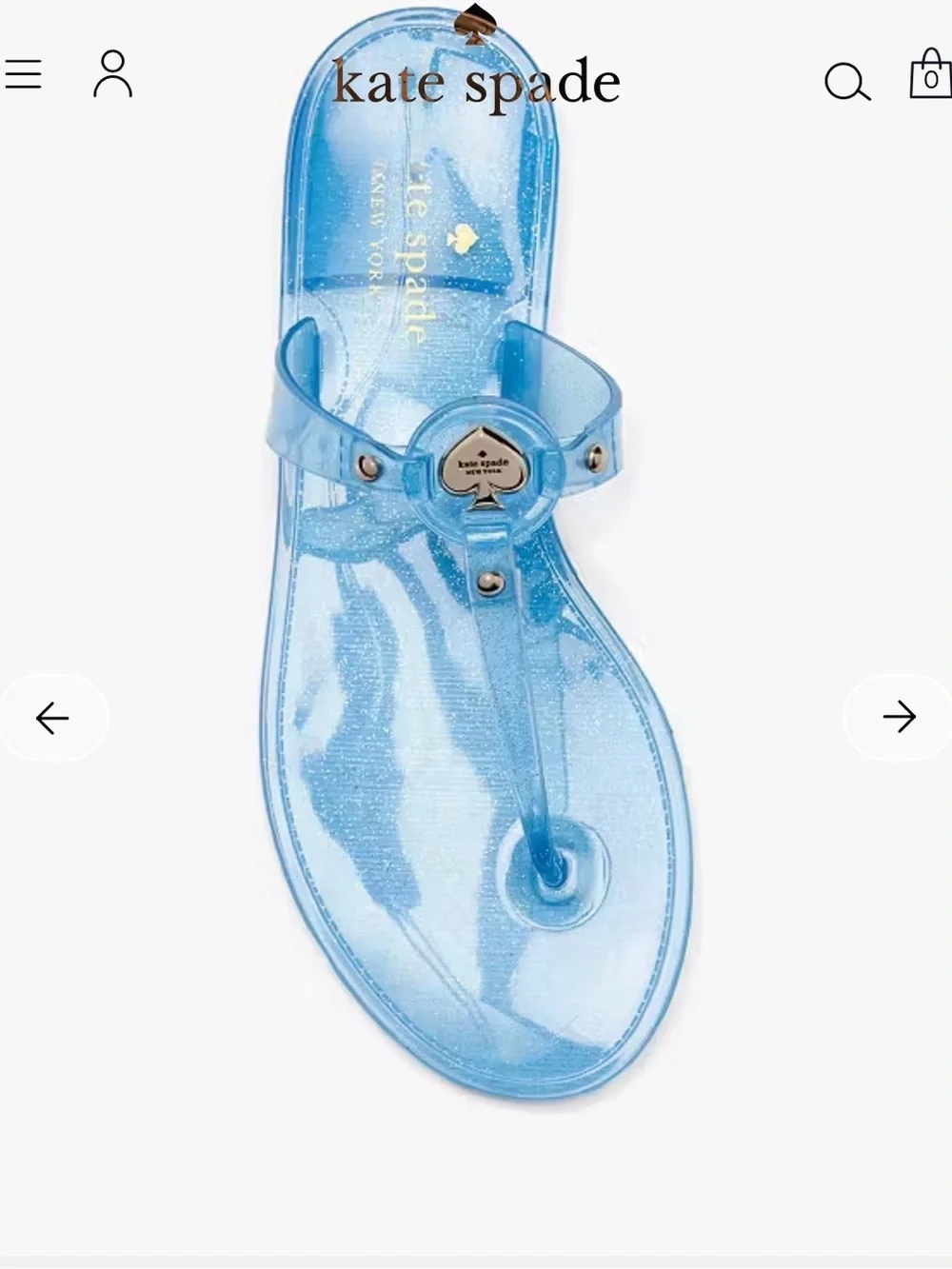 kate spade Kendall jelly t-strap  Light Blue Sandals with Heart Charm NWT
